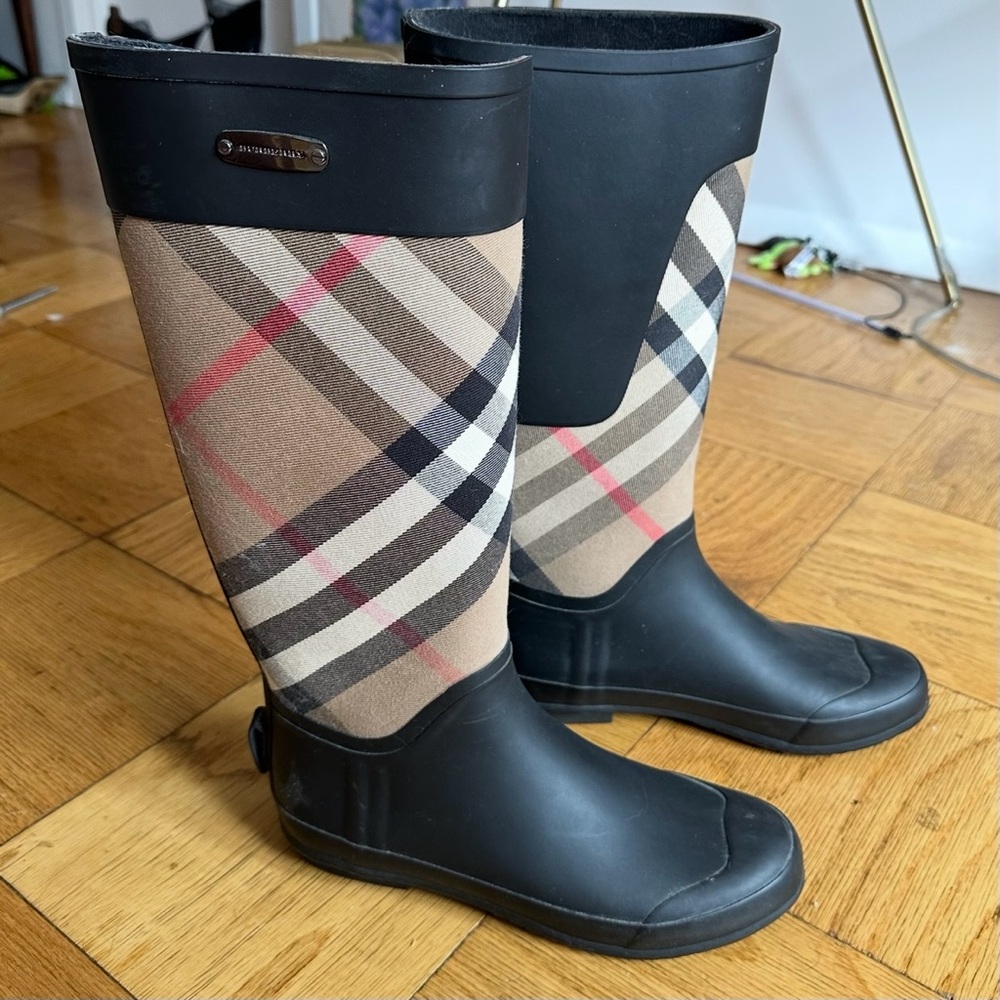 Burberry Clemence Mixed Media Rain Boots
